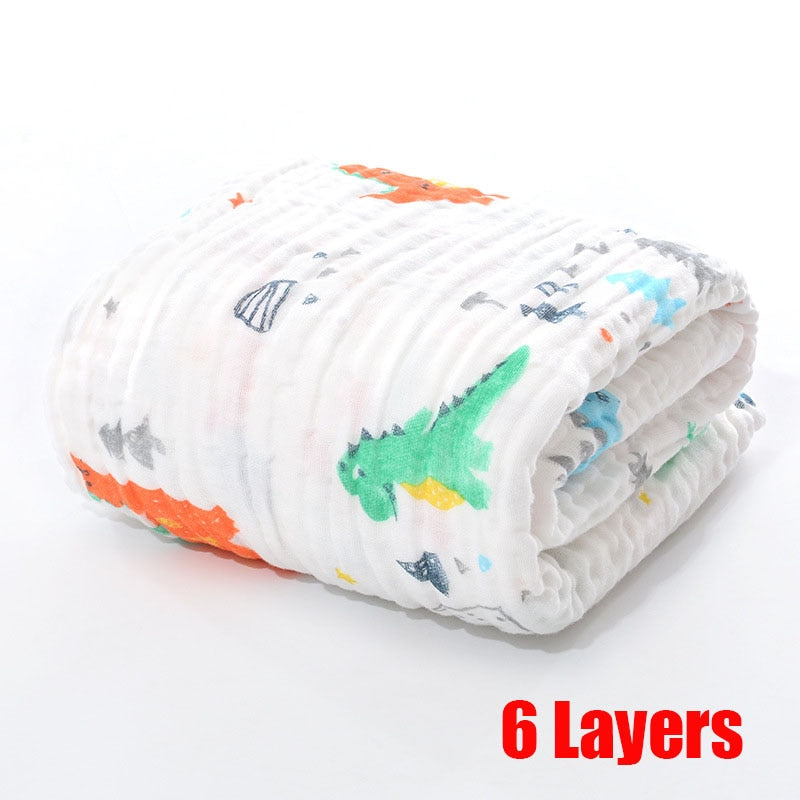 Baby Bath Towel Boy Girl 100% Cotton Baby Towel Blanket For Newborn Baby Bathrobe 6 Layers Gauze Washcloth Infant Swaddle