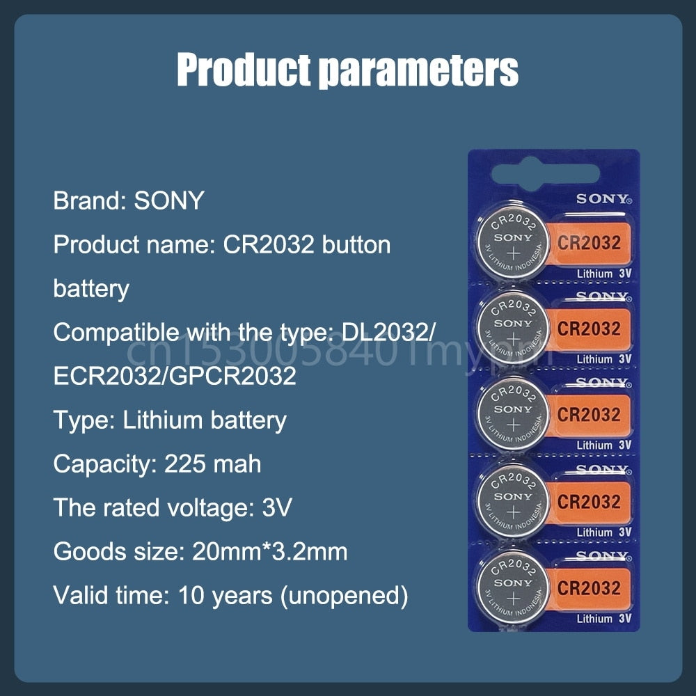 SONY Original CR2032 3V Lithium Batteries for Watch Car Keys Calculator Clock Computer DL2032 ECR2032 BR2032 Button Cell