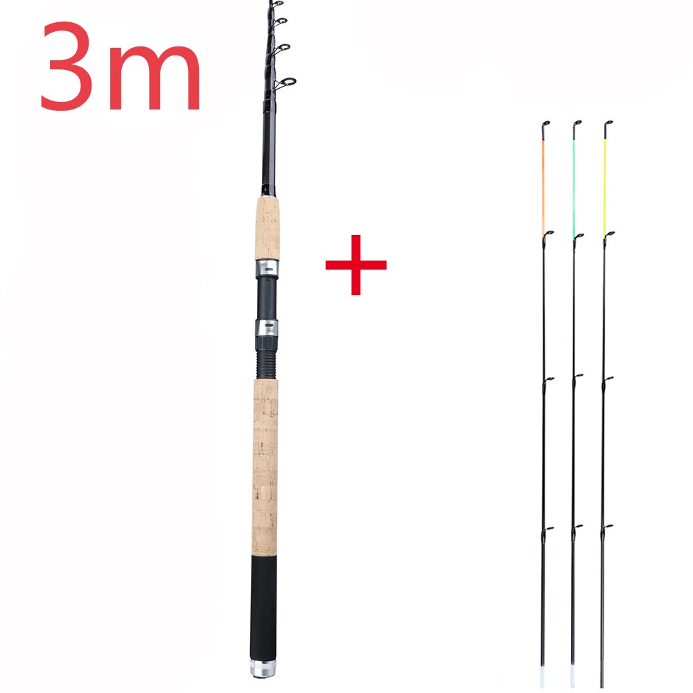 Sougayilang L M H Power Feeder Fishing Rod Spinning /6 Sections Carbon Fiber Travel Rod 3.0M 3.3M 3.6M With Free Spare Tip