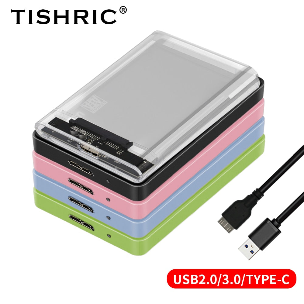 TISHRIC External HD Case 2.5 HDD Case SSD External Hard Drive Box Enclosure 6Gbps 10TB SATA to USB 3.0 Hard Disk Case Adapter