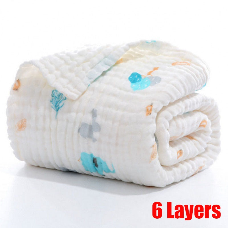 Baby Bath Towel Boy Girl 100% Cotton Baby Towel Blanket For Newborn Baby Bathrobe 6 Layers Gauze Washcloth Infant Swaddle