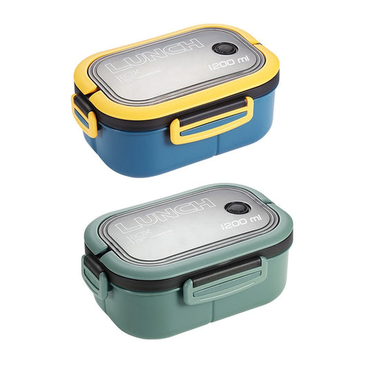 Double Layer Lunch Box Portable Compartment Fruit Food Container Microwave Lunch Box With Fork Spoon Fresh Box