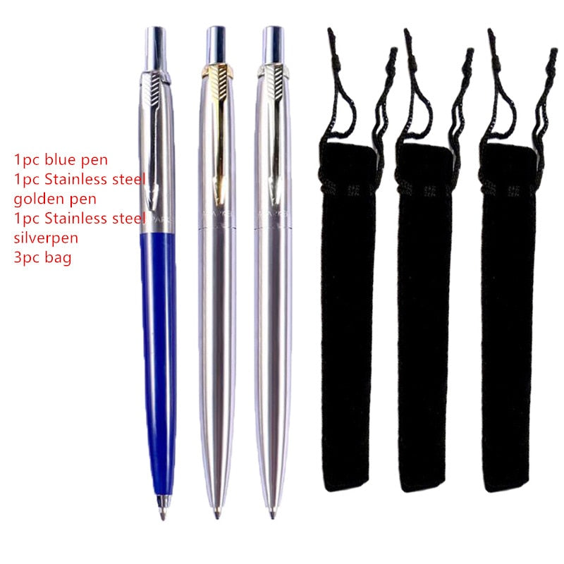 3pc Set Ballpoint Pen Press Typ Ink Pen Stainless Steel Push Stationery Office School Supplies Writing Gift Pen