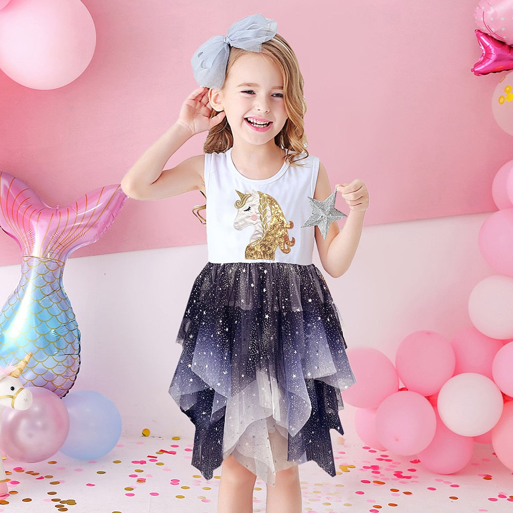 VIKITA Kids Tutu Dress for Girls Toddlers Summer Sleeveless Princess Dresses Girl Elegant Party Prom Dress Children Clothing