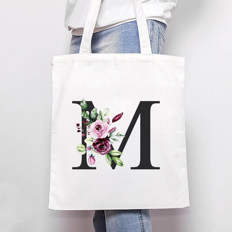 Women's Bags Shoulder Bags Simple Letter Print Large-capacity Shopping Bags Fashion White  All-match Canvas Student Handbags