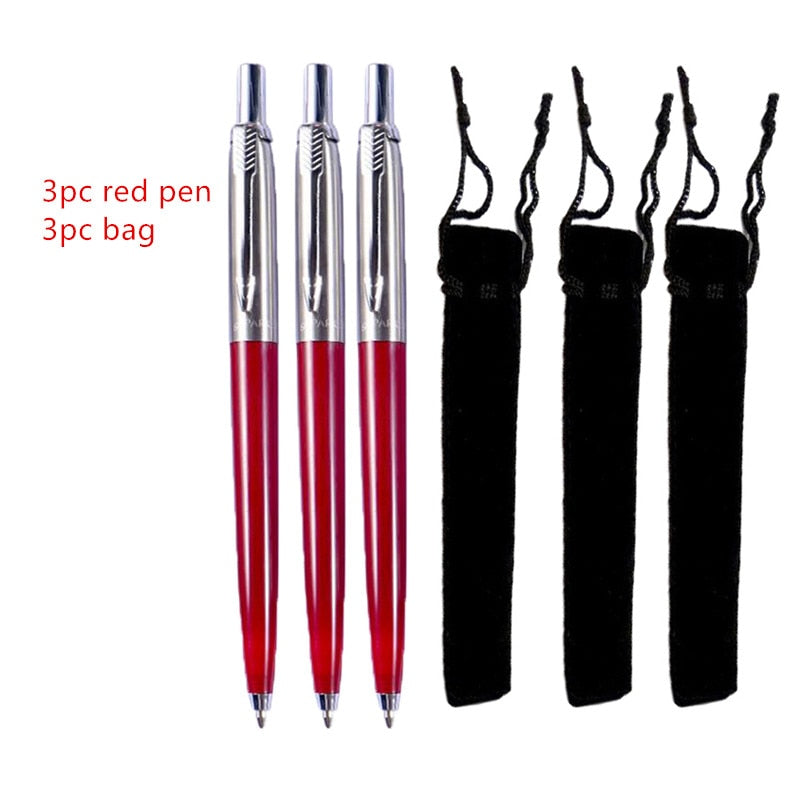 3pc Set Ballpoint Pen Press Typ Ink Pen Stainless Steel Push Stationery Office School Supplies Writing Gift Pen