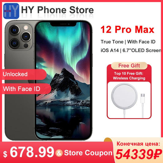 Apple iPhone 12 Pro Max 128GB/256GB ROM Unlocked Smartphone 6.7" OLED Screen Face ID A14 Bionic chip 12MP Camera