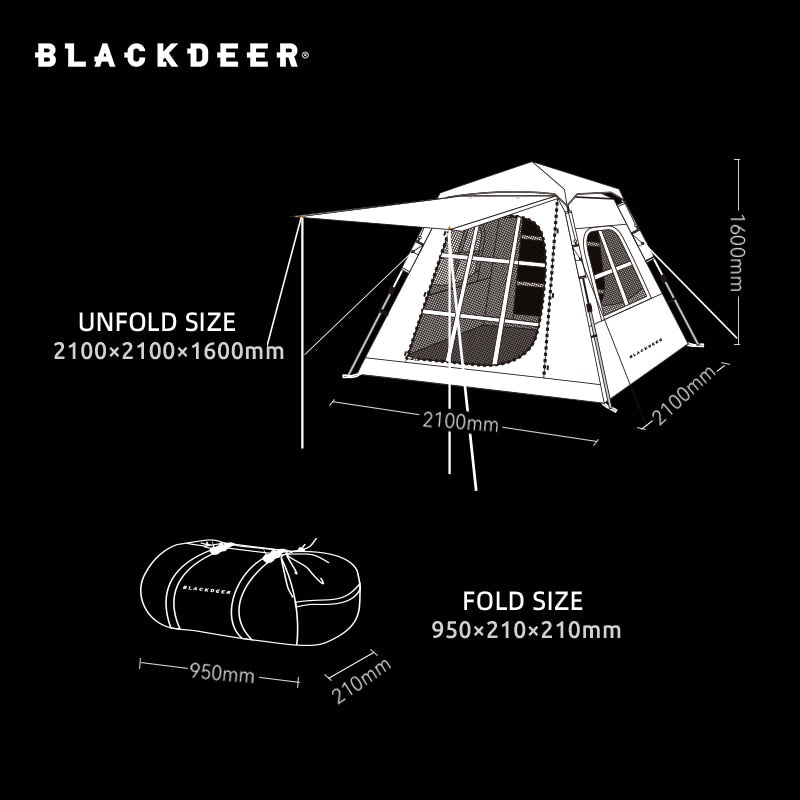 Blackdeer Automatic Tent 3-4 Person Camping Tent,Easy Instant Se tup Portable Backpacking for Sun Shelter,Travelling