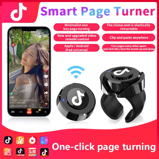 Wireless Smart Tiktok Remote Control Car Kit Page Turning Button Motorcycle Steering Wheel Short Video Controller With Clip