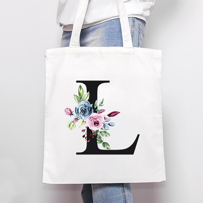 Women's Bags Shoulder Bags Simple Letter Print Large-capacity Shopping Bags Fashion White  All-match Canvas Student Handbags