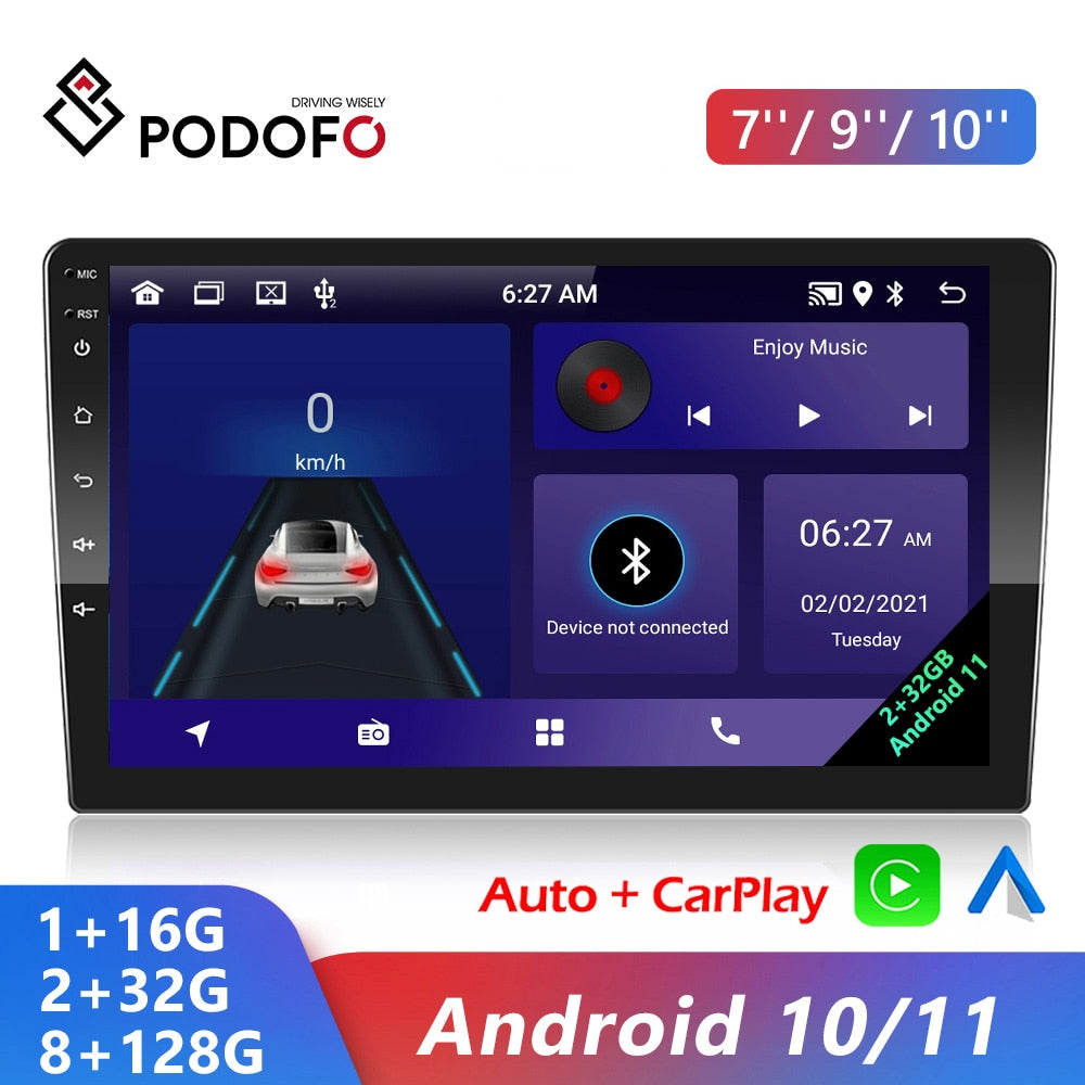 Podofo Android 9.0 2 Din Car Radio Stereo Multimedia Player Universal Auto For Volkswagen/Nissan/Kia/Toyota/Bmw/Passat/Toyota/Vw