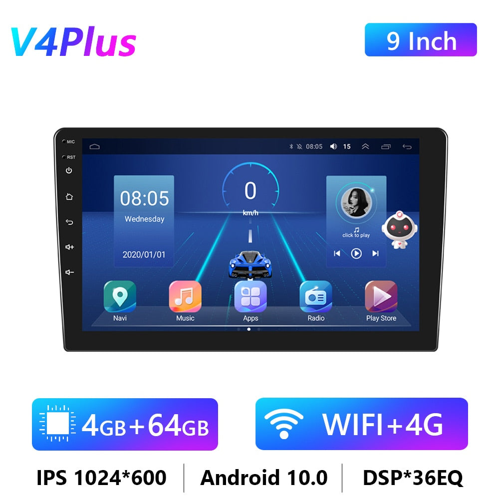 Podofo Android 9.0 2 Din Car Radio Stereo Multimedia Player Universal Auto For Volkswagen/Nissan/Kia/Toyota/Bmw/Passat/Toyota/Vw