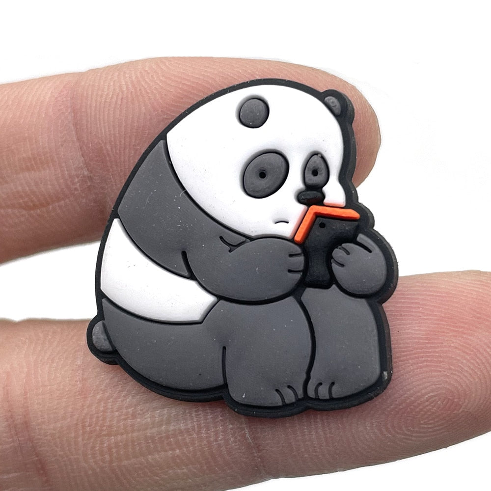 Hot 1pcs Jibz Cartoon brown bear/panda/white bear DIY Shoe Charms PVC Accessory Garden Croc clogs Shoe Buckle kids Gifts