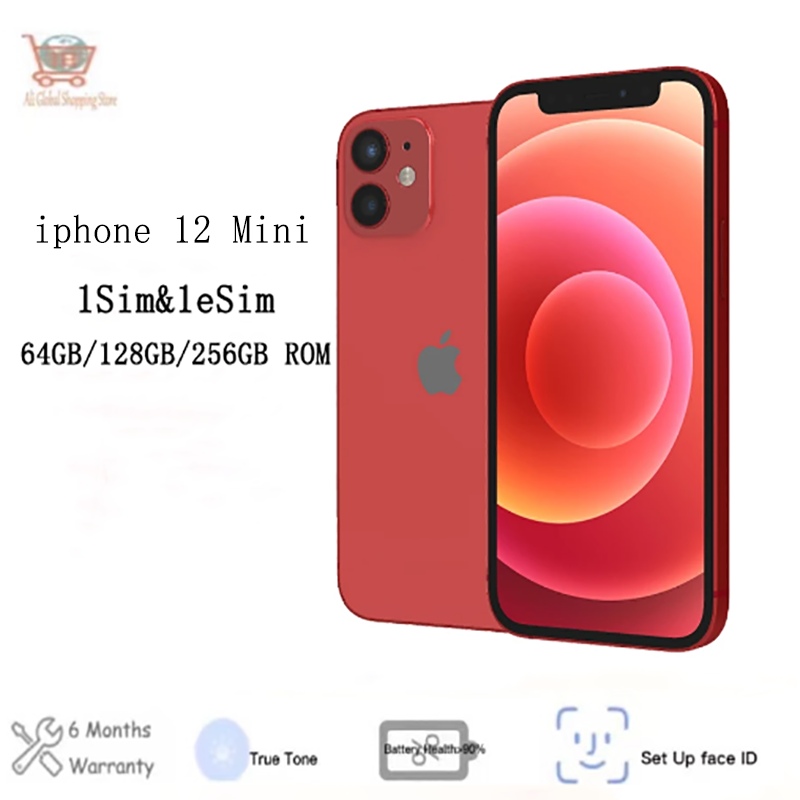 Original Unlock Apple iPhone 12 Mini  4GB &64/128/256GB A14 IOS Face ID NFC 5G   Hexa Core 5.4'' 12MP Cellphone