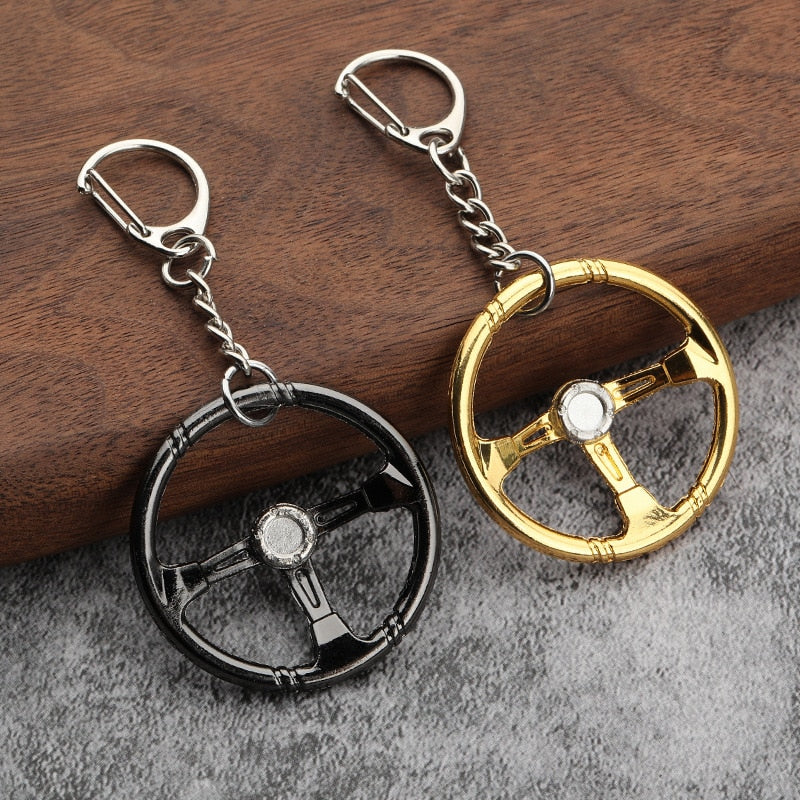 Hot Selling Racing Steering Wheel Personality Modified Car Key Chain Steering Wheel Creative Model Metal Key Chain