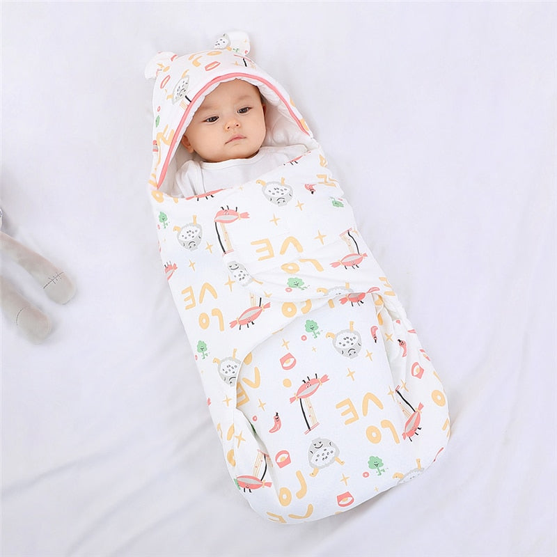 Winter Newborn Baby Wrap Blankets Cotton Cartoon Baby Sleeping Bags Envelope For Newborn Sleep Sack Thick Cocoon for Baby 0-6M