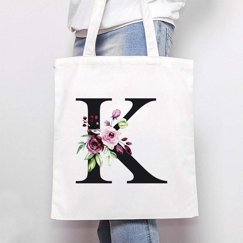 Women's Bags Shoulder Bags Simple Letter Print Large-capacity Shopping Bags Fashion White  All-match Canvas Student Handbags