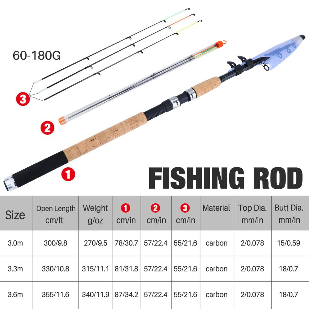 Sougayilang L M H Power Feeder Fishing Rod Spinning /6 Sections Carbon Fiber Travel Rod 3.0M 3.3M 3.6M With Free Spare Tip