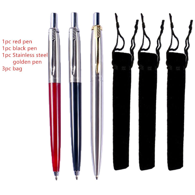 3pc Set Ballpoint Pen Press Typ Ink Pen Stainless Steel Push Stationery Office School Supplies Writing Gift Pen