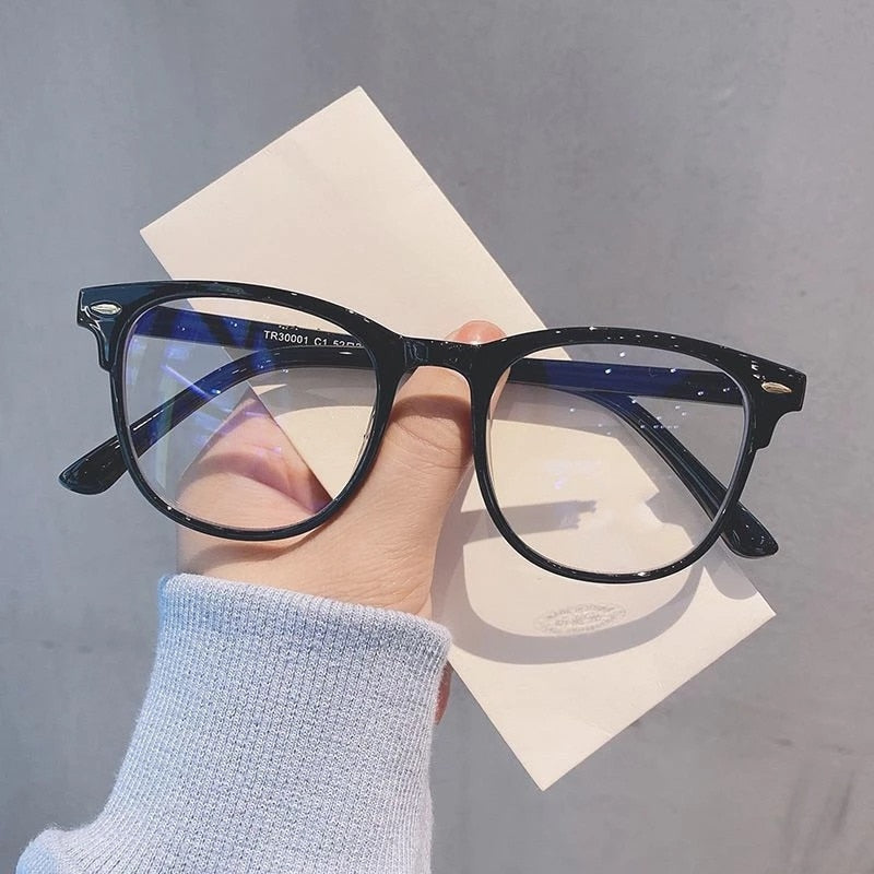 Men Women Finished Myopia Glasses Vintage Oval Frame Blue Light Blocking Eyeglasses Nearsighted Glasses Prescription 0 To -6.0