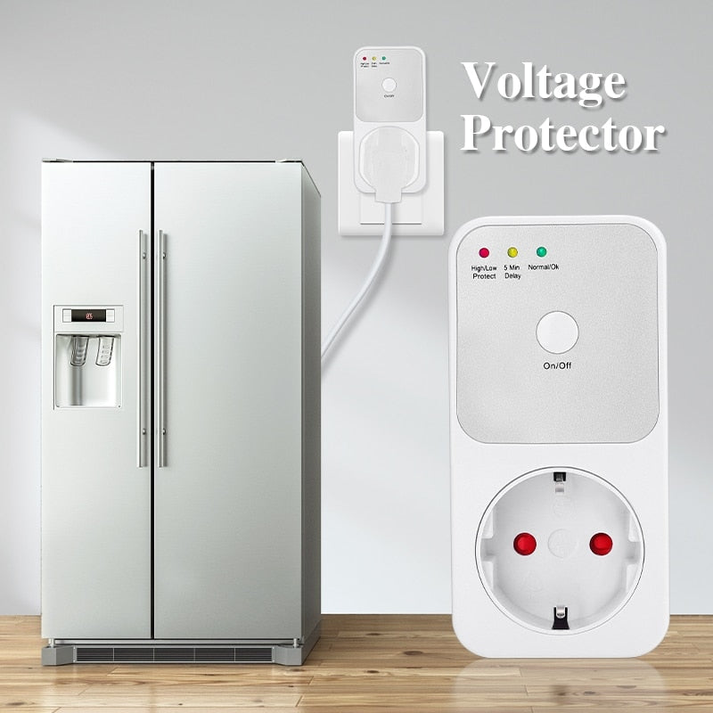 Protector Voltage Relay Electrical Sockets 220V EU Plug Socket Stabilizer Automatic Surge Protection Safe Refrigerator