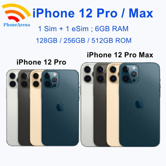 95% New Original iPhone 12 Pro / 12ProMax 128GB 256GB ROM 6GB RAM Super Retina OLED Face ID Unlocked iPhone12 Promax 5G