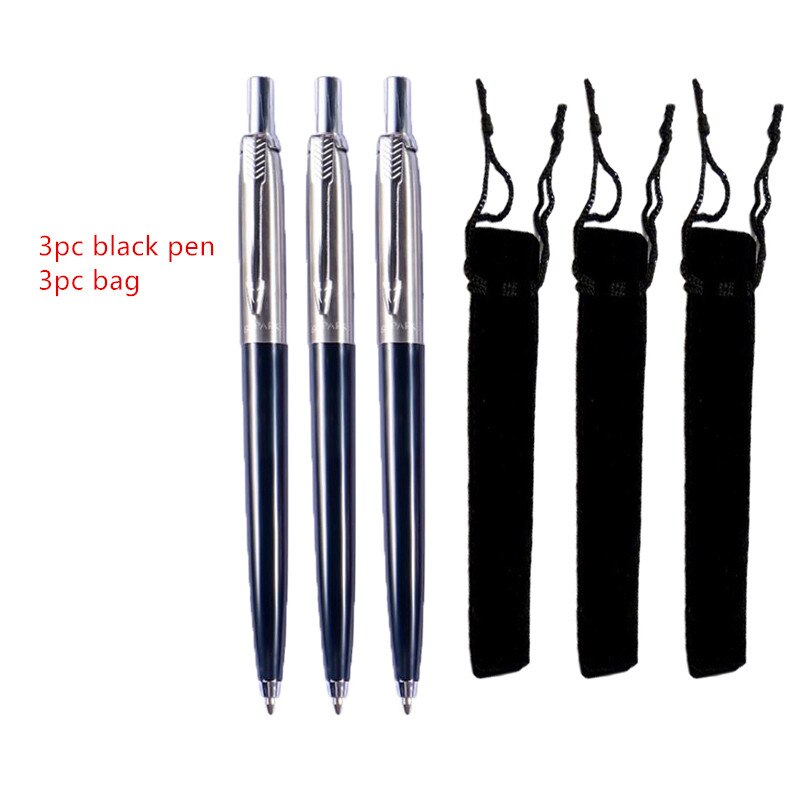 3pc Set Ballpoint Pen Press Typ Ink Pen Stainless Steel Push Stationery Office School Supplies Writing Gift Pen