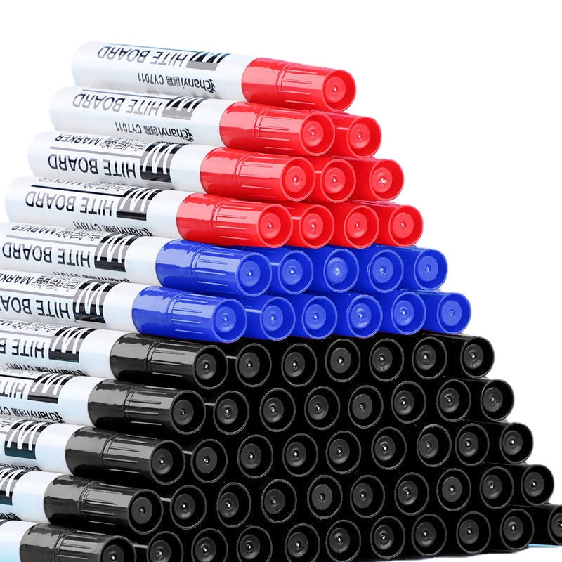 10pcs/set Waterborne Whiteboard Marker Pen Black/Blue/Red Ink Crude Nib Markers Pens School Supplies Stationery