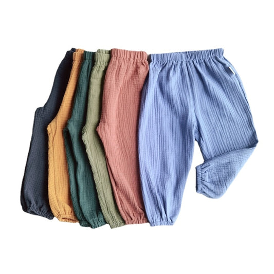 Children Summer Pants Loose Korea Style Solid Color Breathable Trousers for Boys Harem Pants Girls Simple Kids Wide Pants