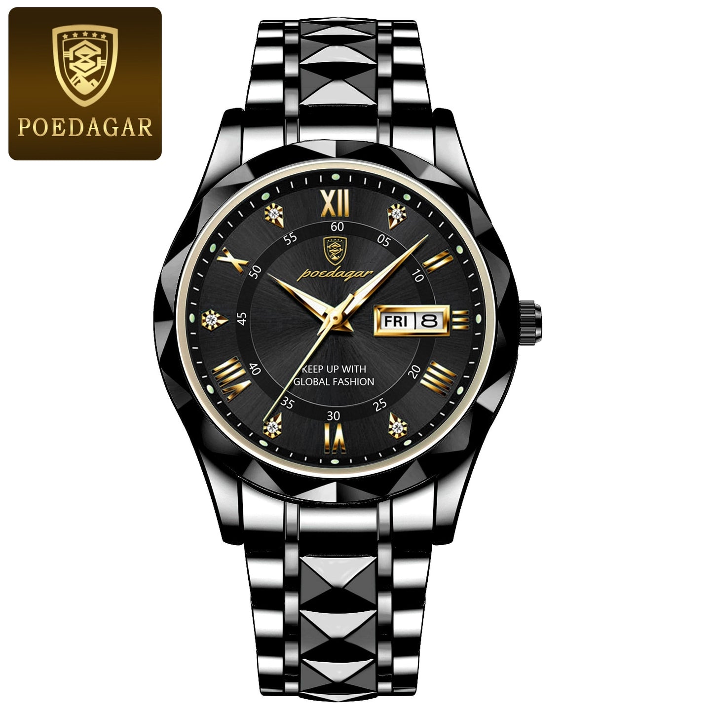 POEDAGAR Luxury Men Watches Business Top Brand Man Wristwatch Waterproof Luminous Date Week Quartz Men's Watch High Quality+Box