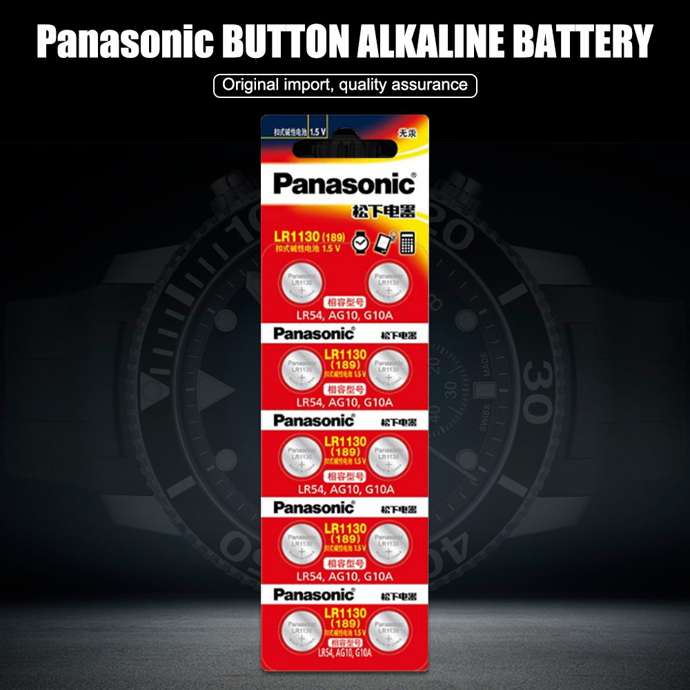 Panasonic LR1130 189 AG10 LR54 L1131 SR1130 V10GA 1.5V Button Cell Coin for Clock Calculator Scale Dry Primary Battery