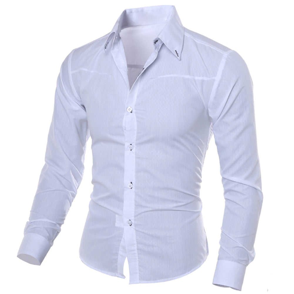 Slim Men Shirt Plaid Turn-down Collar Single-breasted Formal Dress Shirt Spring Slim Male Polo Shirt Business Camisa T-shirt