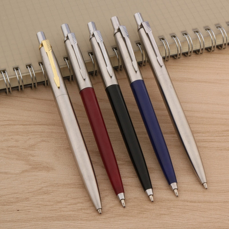 3pc Set Ballpoint Pen Press Typ Ink Pen Stainless Steel Push Stationery Office School Supplies Writing Gift Pen