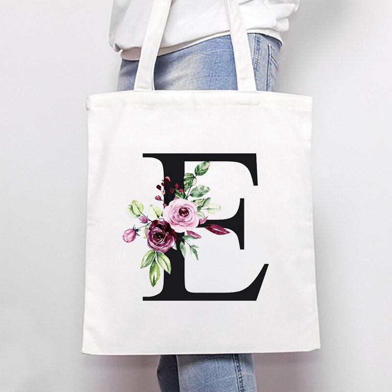 Women's Bags Shoulder Bags Simple Letter Print Large-capacity Shopping Bags Fashion White  All-match Canvas Student Handbags