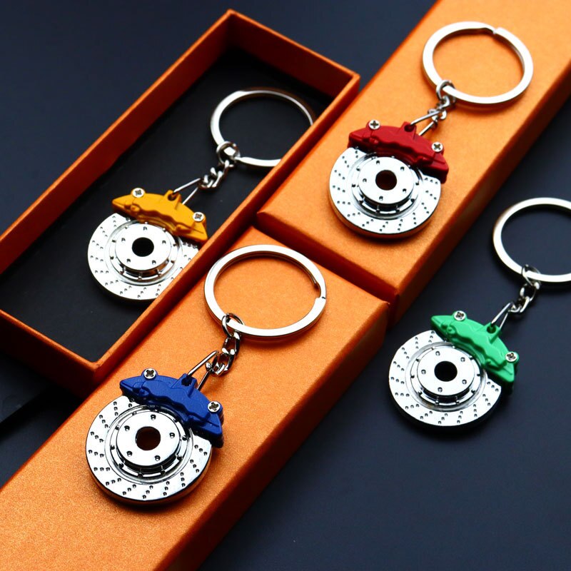 1Pcs Car brake caliper key chain can rotate metal key ring Creative modification Personality key is cool