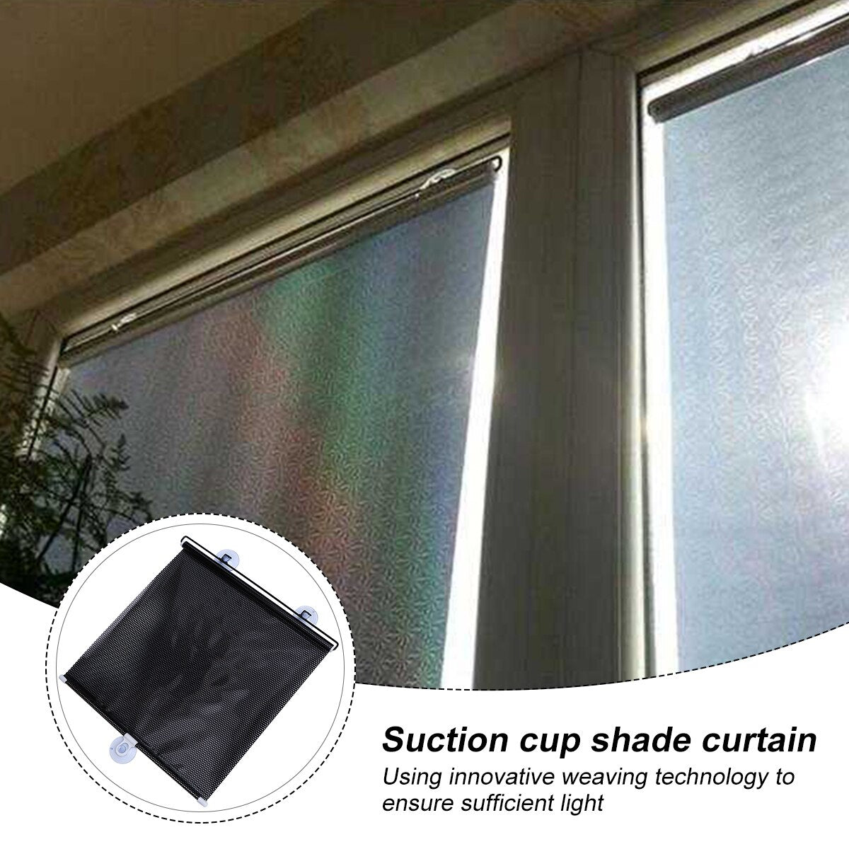 Suction Cup Blinds Portable Shade Automotive Window Sunshades Curtain Roller