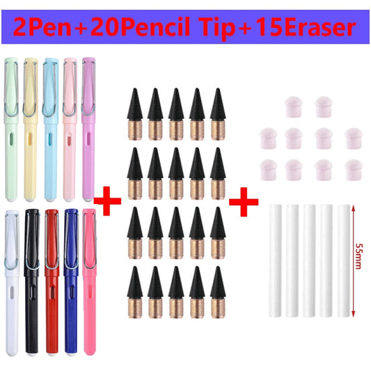 37/53PCS/Set Eternal Pencil Double Eraser  Pencils Art Sketch Painting Design Tools School Supplies School Stationery Gifts