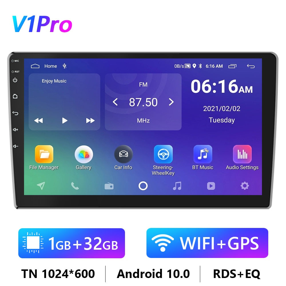 Podofo Android 11 Car Radio Autoradio 32G 2 Din 7"/9"/10" Universal WIFI GPS Car Audio Multimedia Player For Nissan Toyota Kia