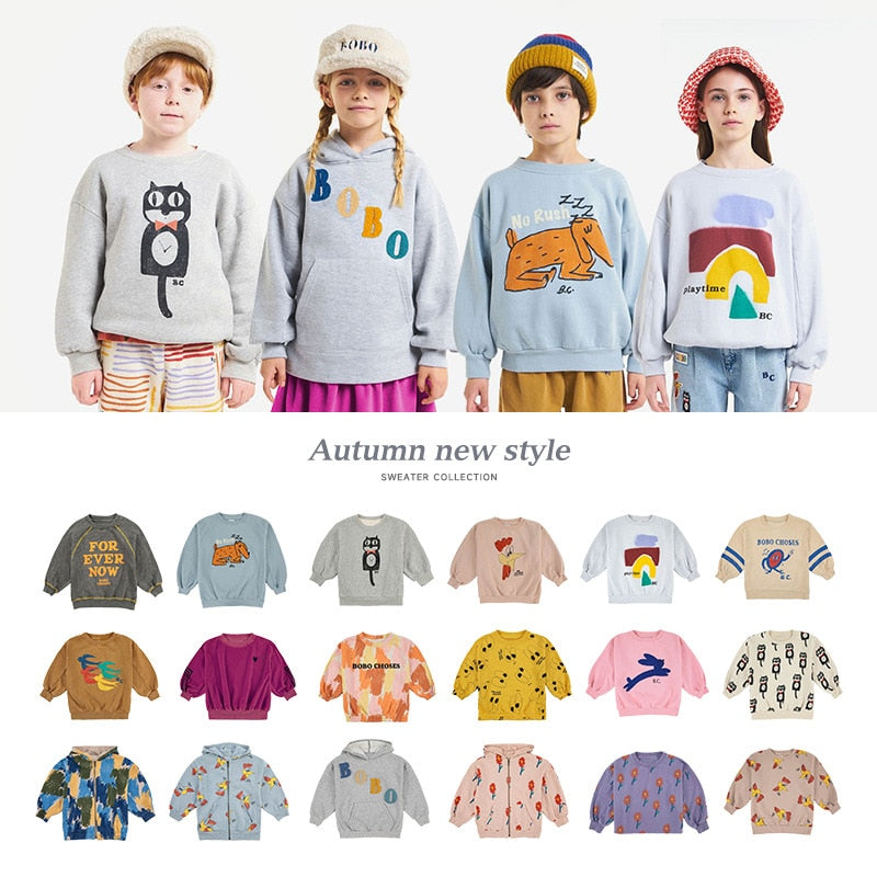 Children's T-shirt 2022 new BC autumn and winter new European and American plus velvet printing cute sweater series