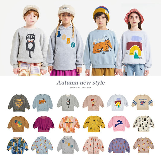 Children's T-shirt 2022 new BC autumn and winter new European and American plus velvet printing cute sweater series