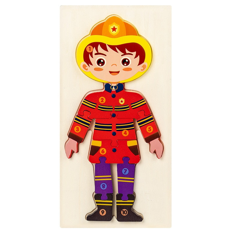 Baby Wooden 3D Puzzles For Kids Toddler Montessori Toys Dinosaur Animal Wood Jigsaw Puzzle Game Educational Toys For Children