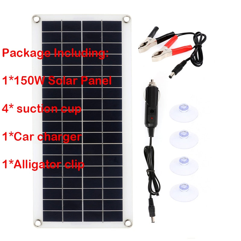 150W 300W Solar Panel Kit 12V Charge Battery With 30A 60A Controller Module 2 USB Port Cell Battery Power Bank for Phone RV Car