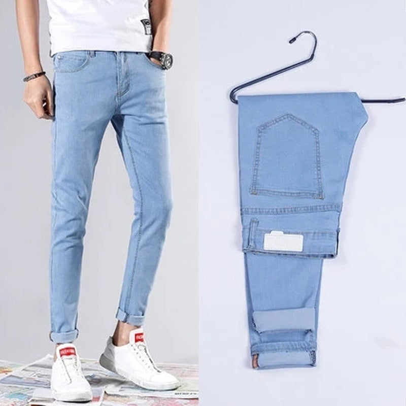 2022 New Men Stretch Skinny Jeans Fashion Casual Slim Fit Denim Trousers White Pants Male Brand Clothes Size 28-36