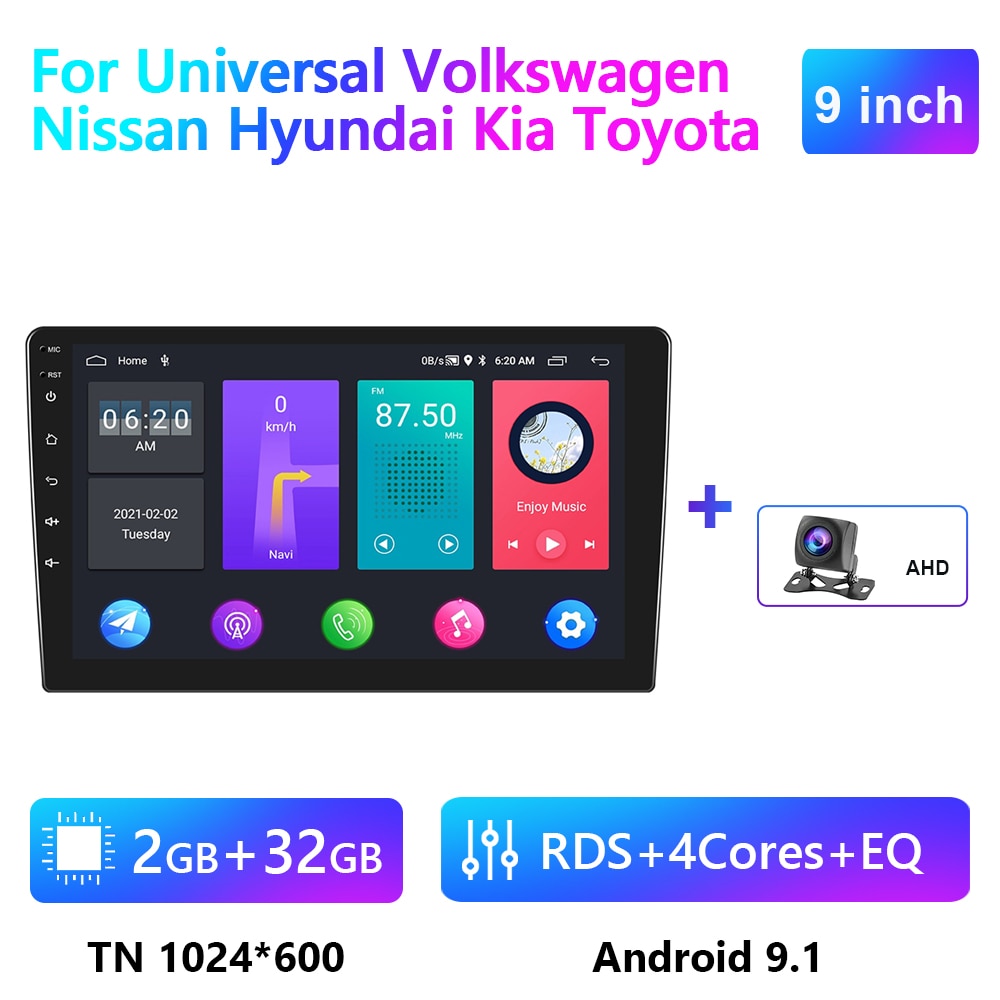 Podofo 2 din Android Car Multimedia Player 2din autoradio Navigation For Volkswagen Nissan Hyundai Kia Toyota Skoda Universal