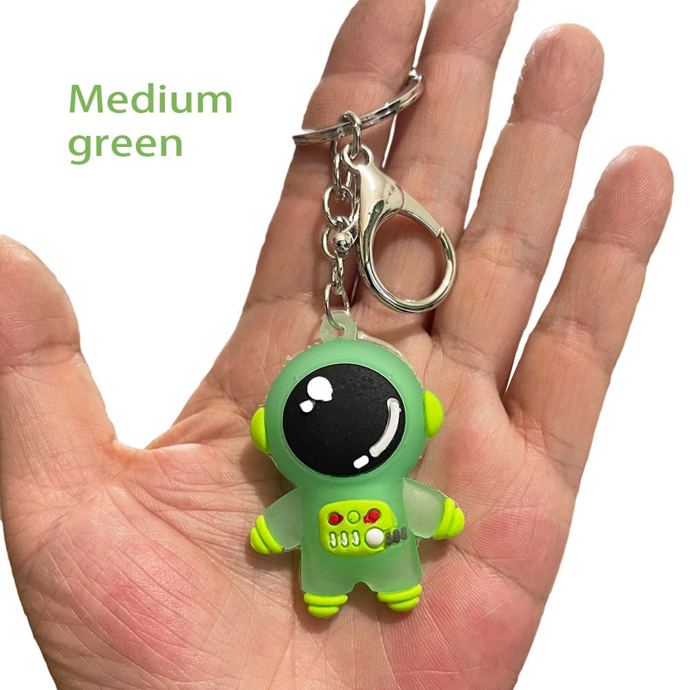 Creative Cute Cartoon Soft Glue Astronaut key ring Spaceman Car Key Chain Couple Backpack Pendant Gift DIY Keychain Accessories