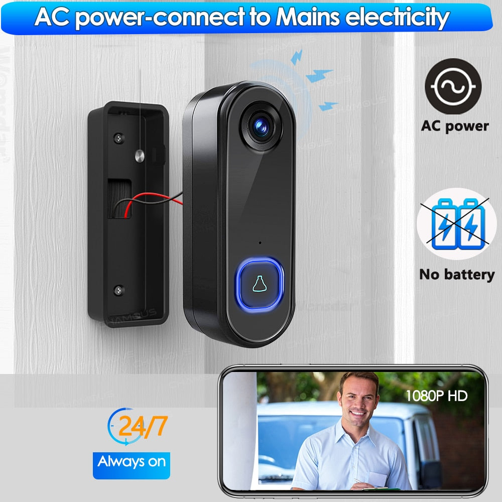 TUYA Video Doorbell WiFi  Wireless Outdoor Door Bell Camera AC DC Power 1080P Video Door Phone Waterproof IP65 Alexa Google Home