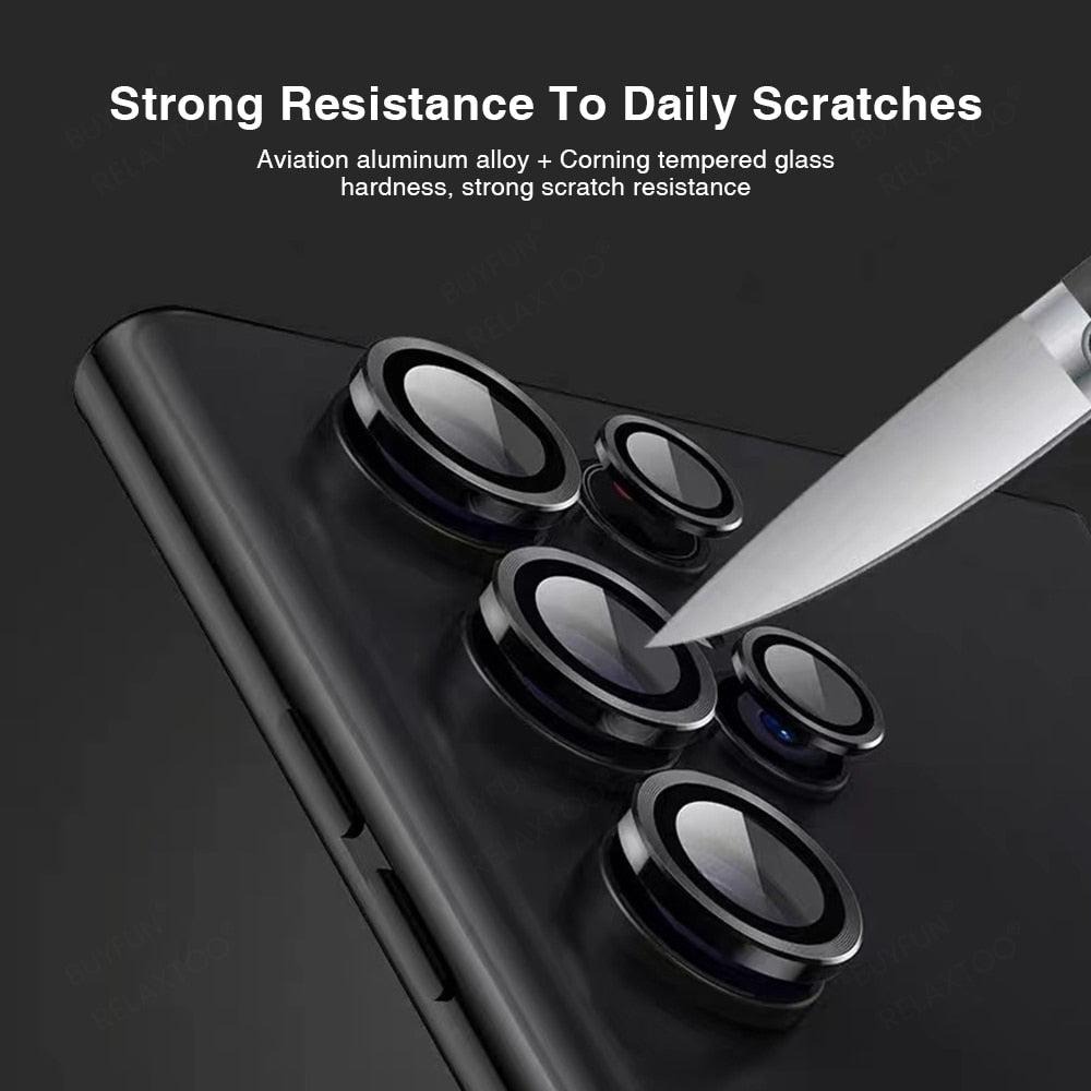 S23Ultra Camera Screen Protector Sumsung S 23 Plus S23+ Rear Metal Ring Tempered Glass Lens Cap For Samsung Galaxy S23 Ultra 5G