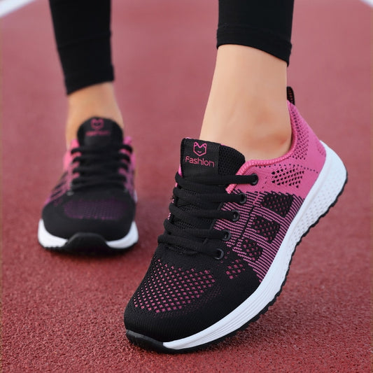 Wedges Shoes for Women Sneakers Mesh Breathable Casual Female Shoes Flat Light Lace-Up Summer Running Shoes Woman Vulcanize Shoe