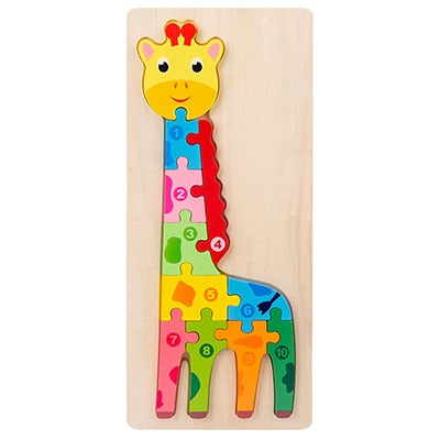 Baby Wooden 3D Puzzles For Kids Toddler Montessori Toys Dinosaur Animal Wood Jigsaw Puzzle Game Educational Toys For Children