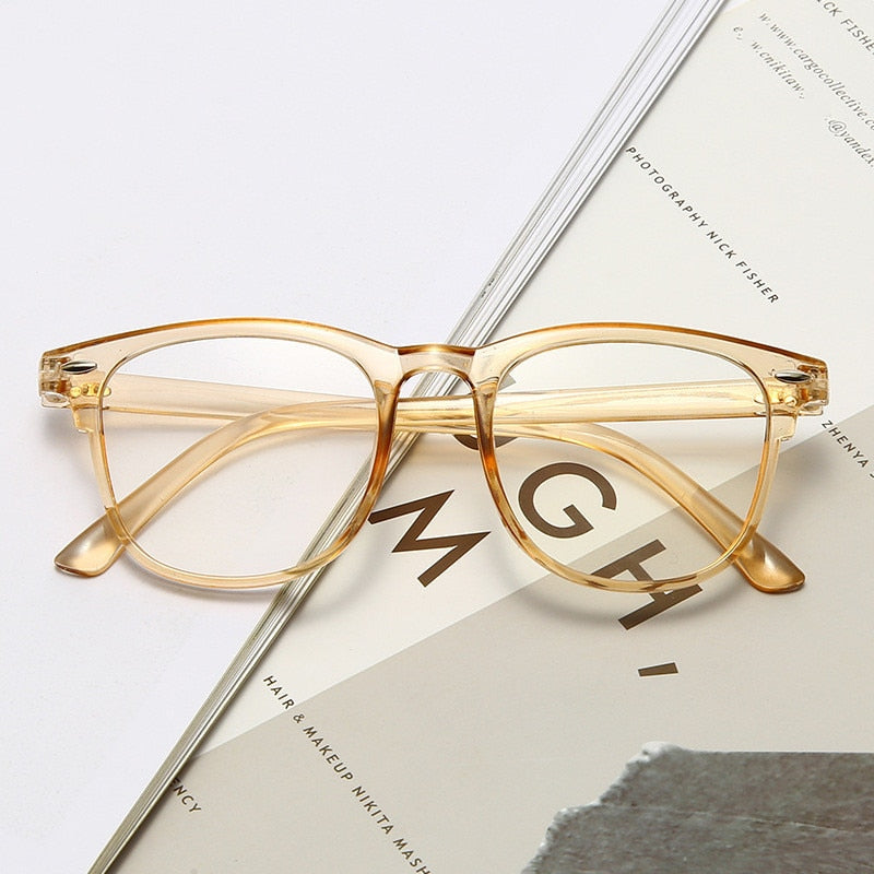 Men Women Finished Myopia Glasses Vintage Oval Frame Blue Light Blocking Eyeglasses Nearsighted Glasses Prescription 0 To -6.0